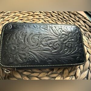 Embossed Patricia Nash Black Leather Wallet